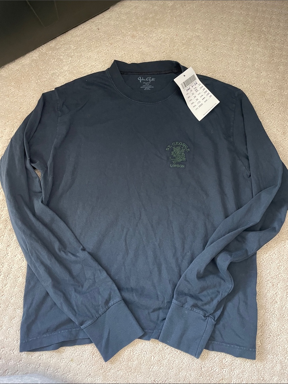 Brandy Melville Navy Long Sleeve Crewneck Top - Picture 1 of 3